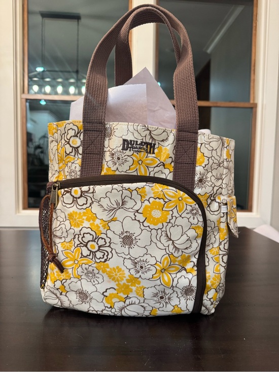 Duluth Trading Co Handbags - DULUTH Trading Co. Large Waterproof Yellow/Brown Floral Canvas Tote Bag 14X12X9